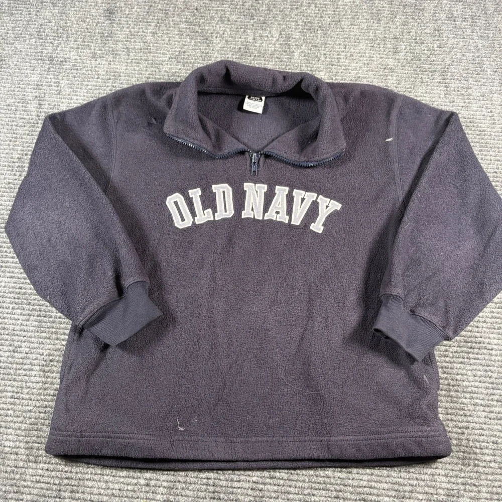 Old Navy Vintage 90s Kids Fleece 1/4 Zip Pullover Navy Blue Size 8 Brady Allen